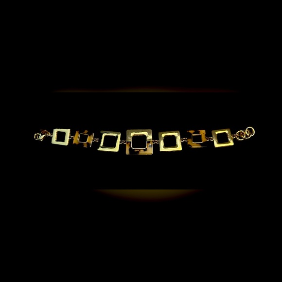 Dana Bachman chain bracelet in gold tone and animal print squares - Picture 1 of 6